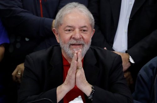 Former Brazilian President Luiz Inacio Lula da Silva gestures during a news conference after being convicted on corruption charges, in Sao Paulo, Brazil July 13, 2017. REUTERS/Nacho Doce
