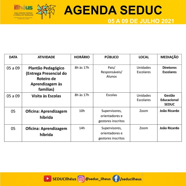 Agenda Seduc Ilhéus