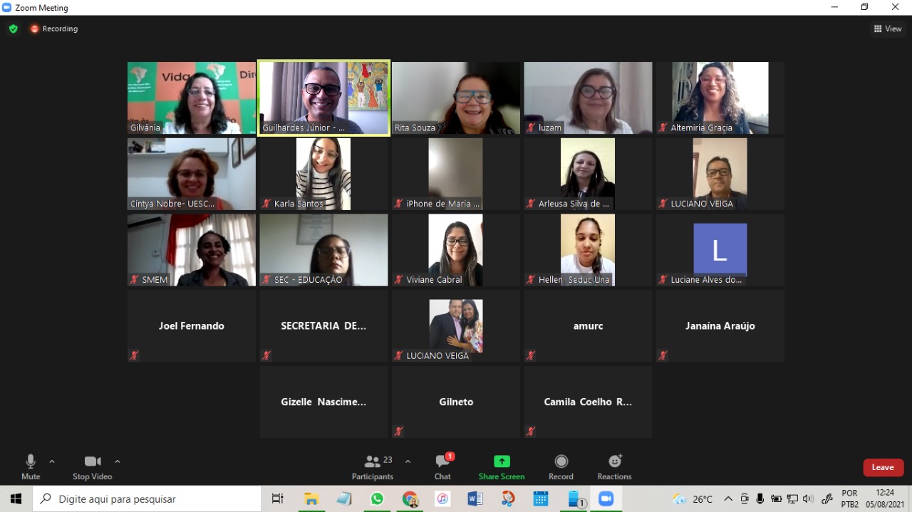 Reunião online do Fosec e Câmara Técnica de Educação 05.08.21